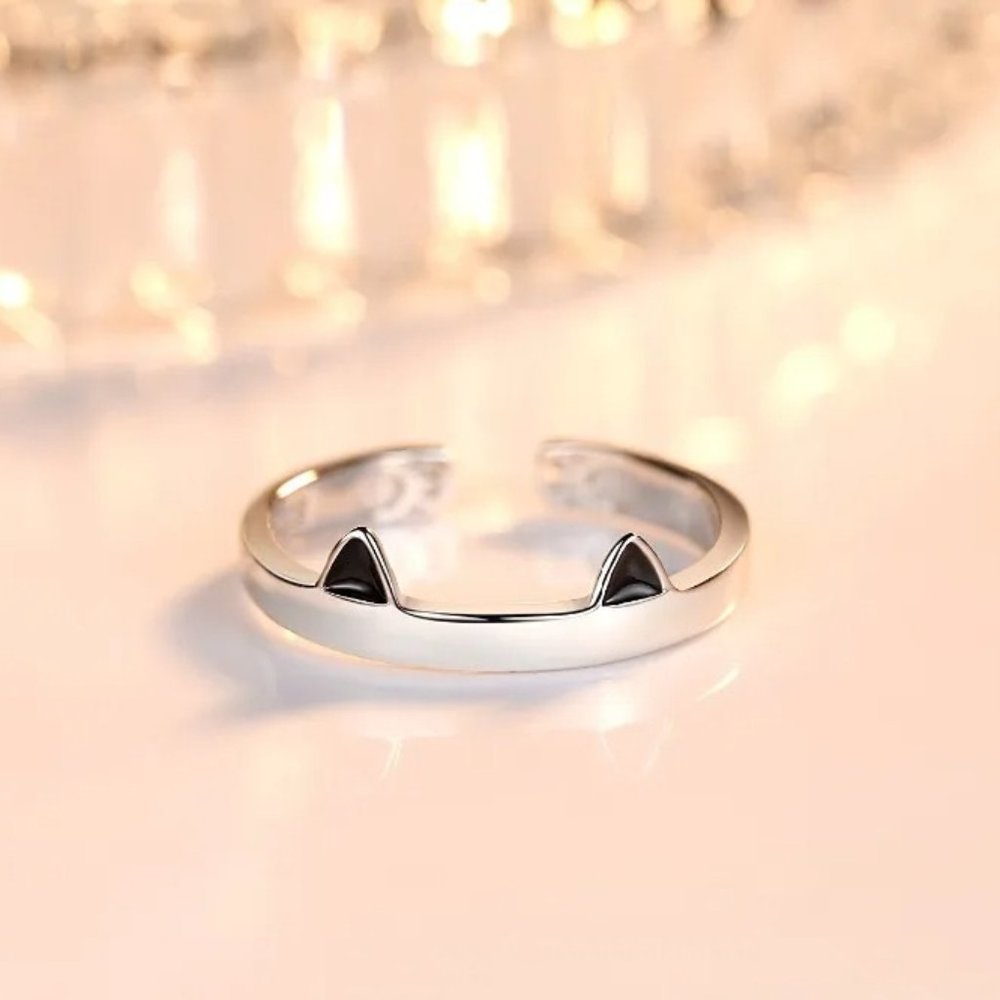 💎Cute Cat Adjustable Ring 925 Sterling Silver